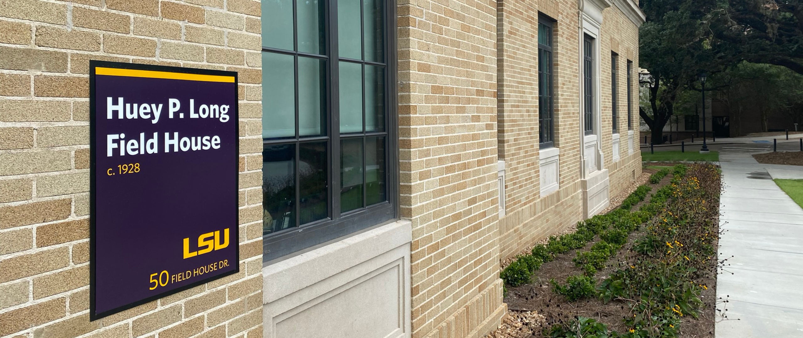 Huey P. Long Field House sign