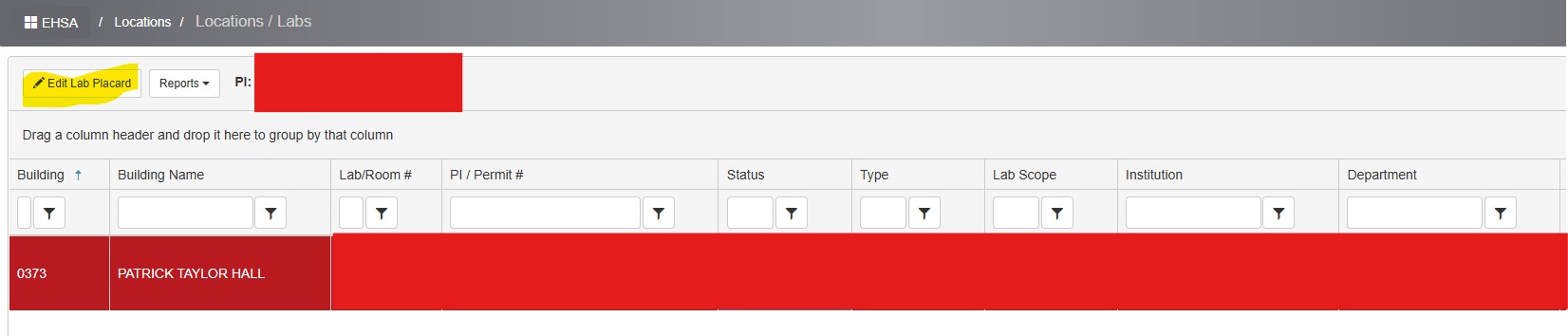 Edit Lab Placard Button