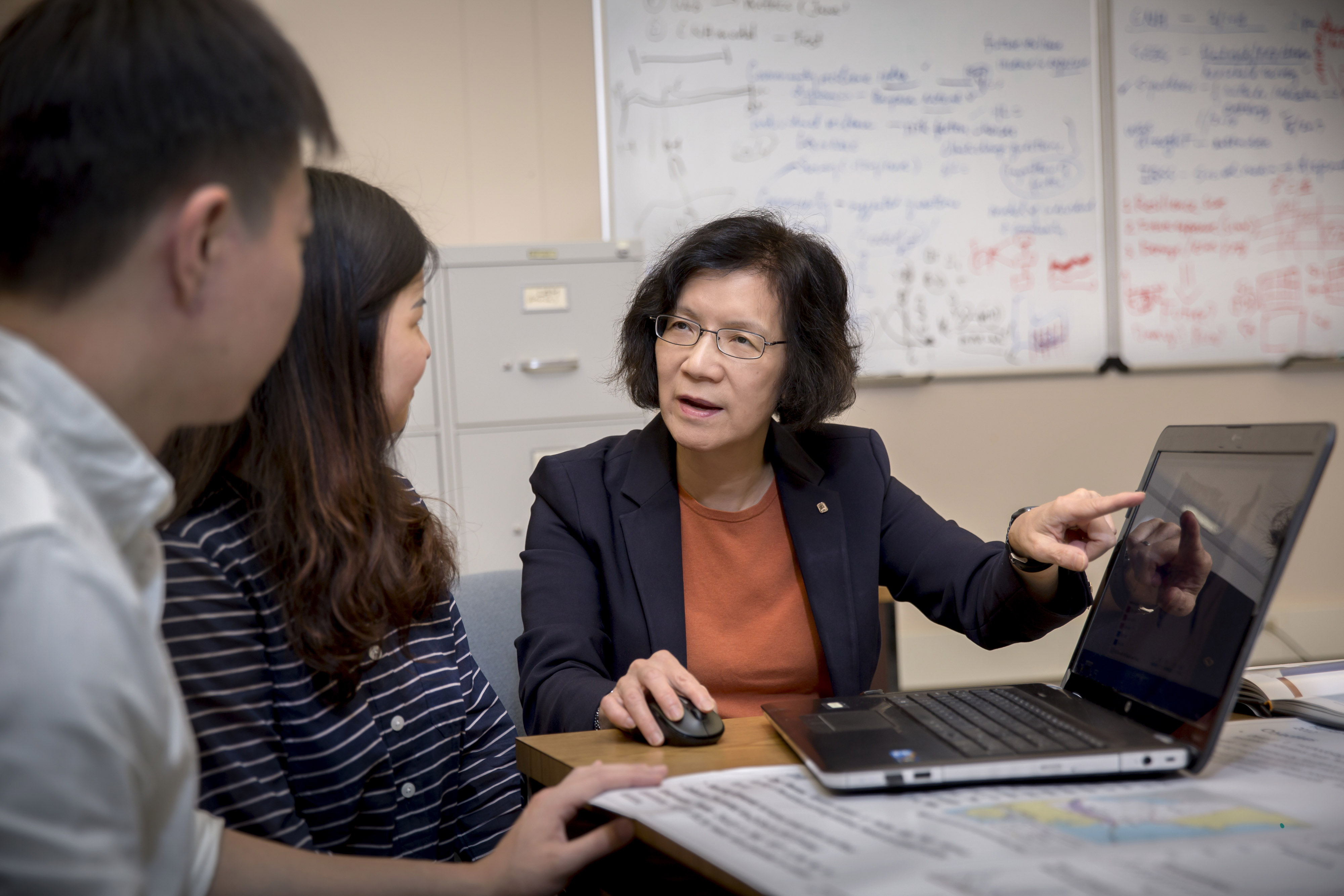 professor with students