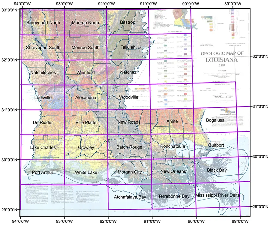 Geologic Map of Louisiana, 1984 Geologic Map of Louisiana, 1984